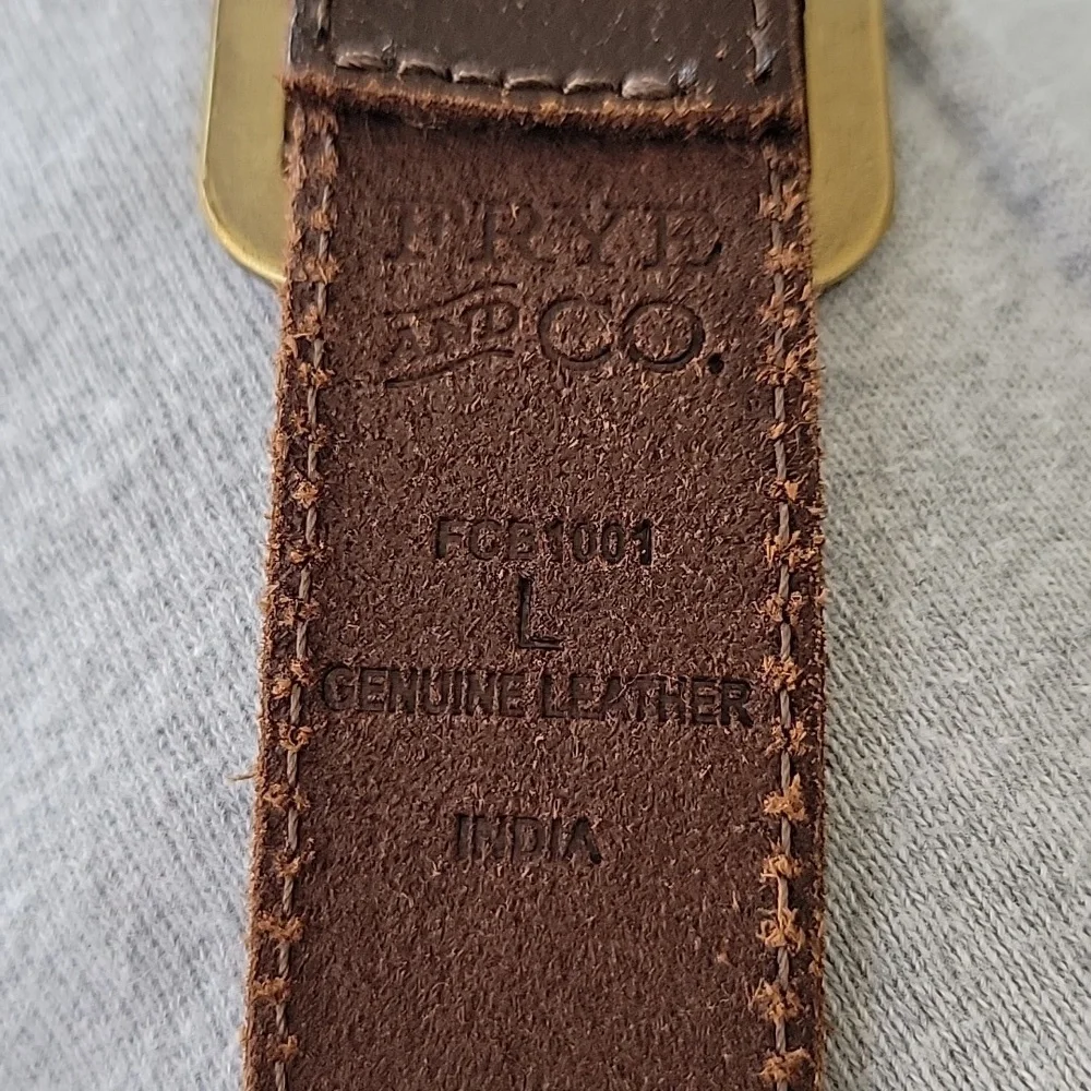 FRYE AND CO. Western Leather Belt with Antique Brass Hardware Sz L